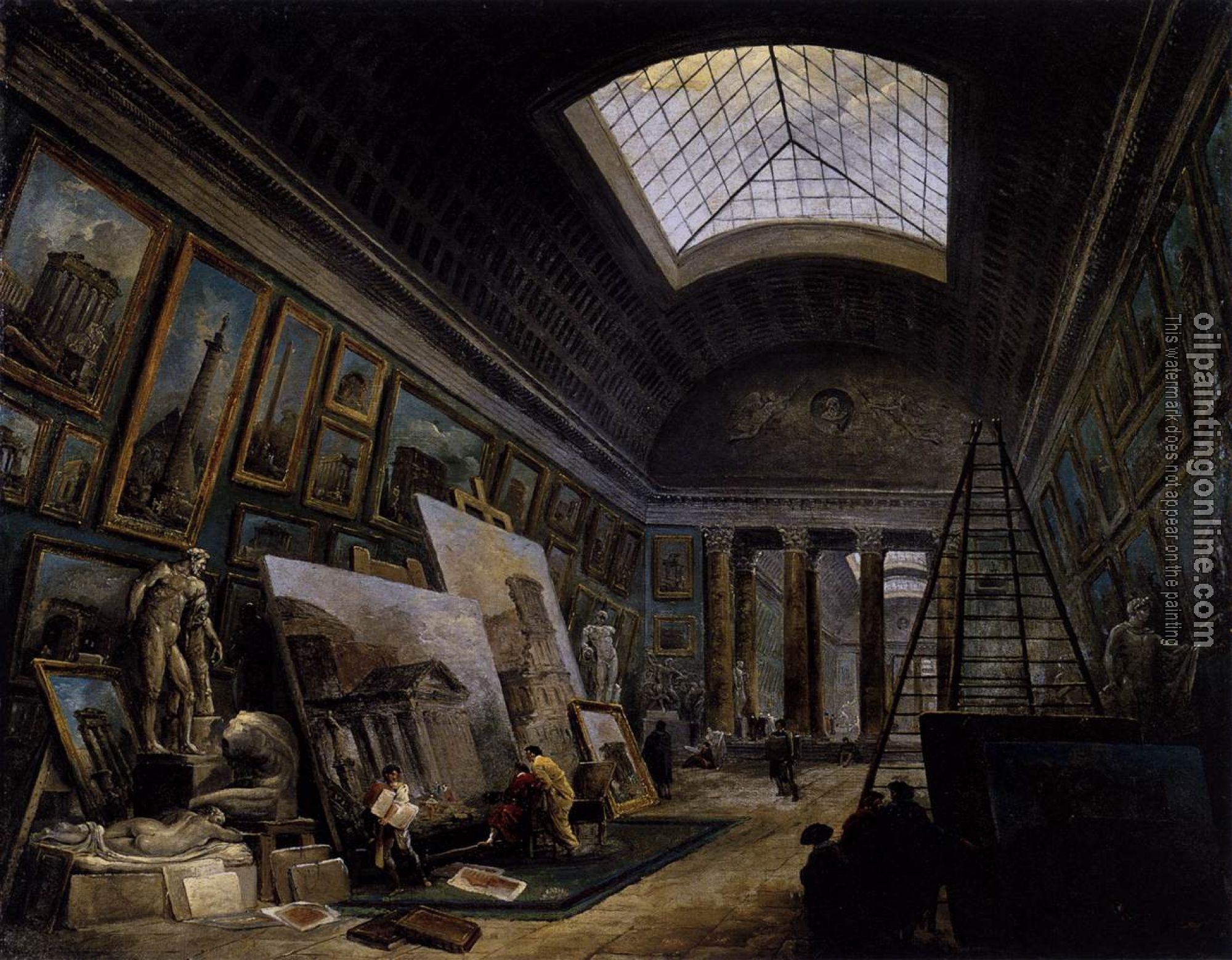 Robert, Hubert - Imaginary View of the Grande Galerie in the Louvre